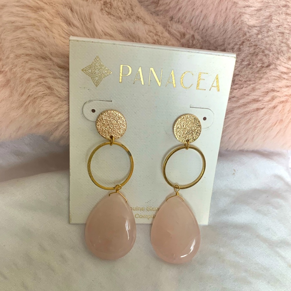Beautiful Earrings with Rose Quartz - New - No tags